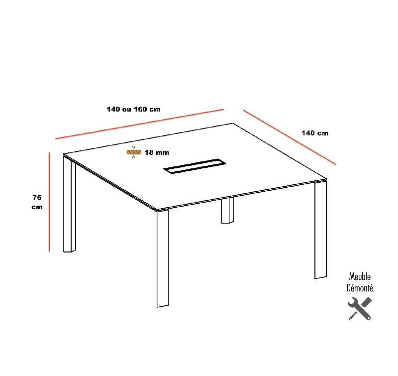 Table de réunion X7 pour 4 à 6  personnes - Officity. - 140, Orme_1
