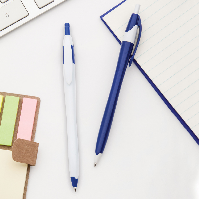 Stylo à bille en plastique - Encre bleue - Couleur bleu - Poids 7g_1