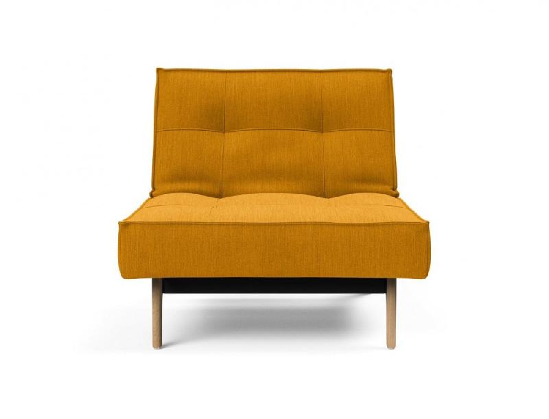 Innovation Living - Fauteuil Splitback Eik convertible en lit 90x115 cm - Pieds chêne naturel - Tissu Elegance Burned Curry_1