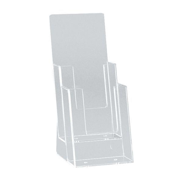 Porte-brochure de comptoir 1/3 A4 - 2 compartiments superposés - Transparent - Polystyrène injecté_1