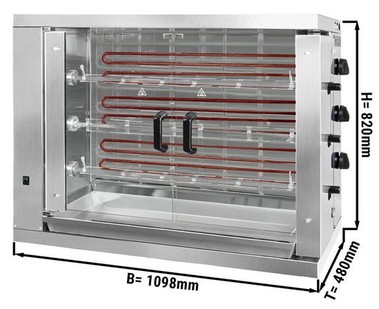 Rôtissoire électrique avec 3 broches pour 18 poulets - triphasé 400 volts_1