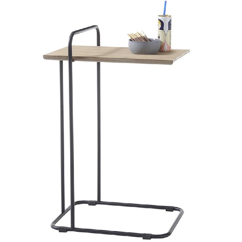 Table basse Enola - Placage chêne massif huilé - Piètement métal noir - Style industriel contemporain_1