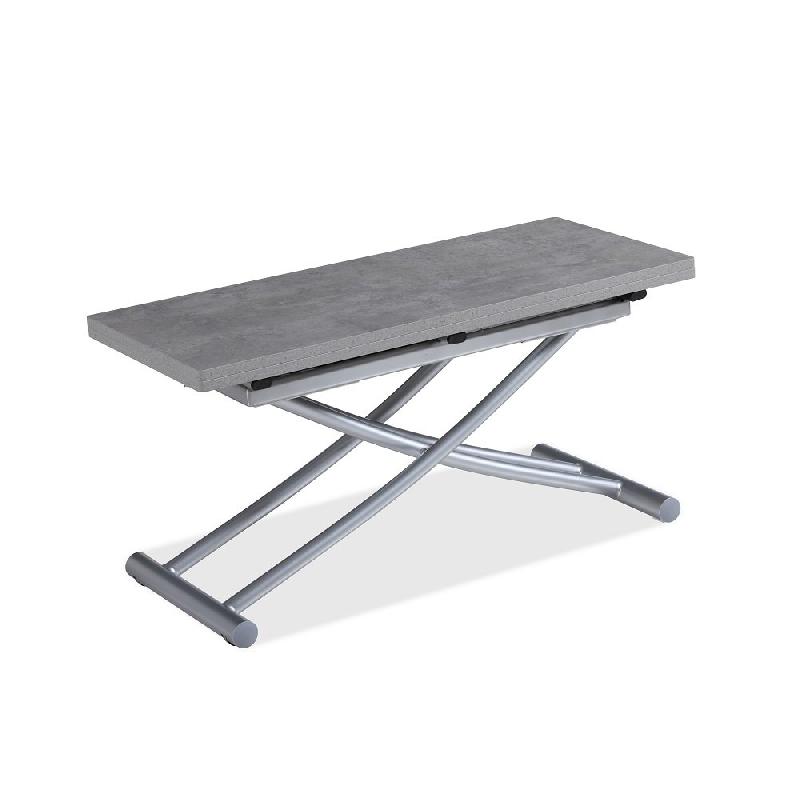 Table basse relevable extensible Colibri - ultra compacte - mélaminé finition béton - 100 x 45/90 cm - réglable 35 à 76 cm_1