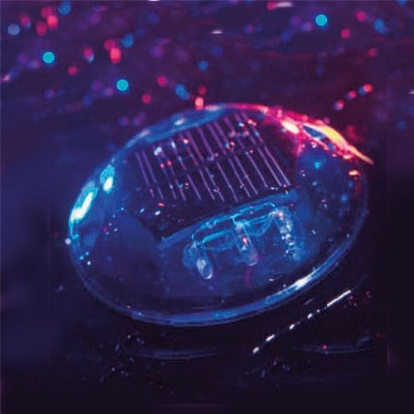 Plot solaire rond en polycarbonate - 120010 - 116 mm - LED clignotantes multicolores - Étanche IP68_1