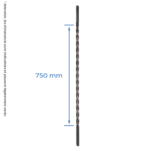 Barreau carré 12mm torsadé H.950mm_1