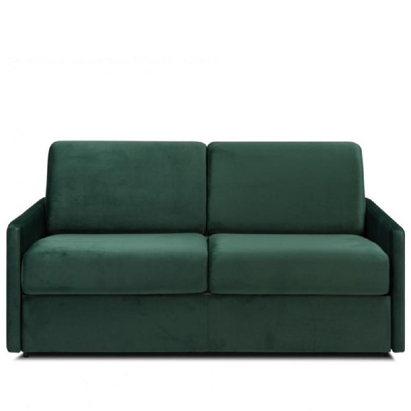 Canapé convertible express Custom - Sommier à lattes 140 cm - Matelas 16 cm - Velours vert_1