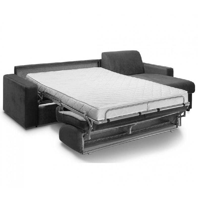 Canapé d'angle convertible Night Edition - Velours bleu marine - Couchage express 140 cm - Matelas Excellence Literie 14 cm_1