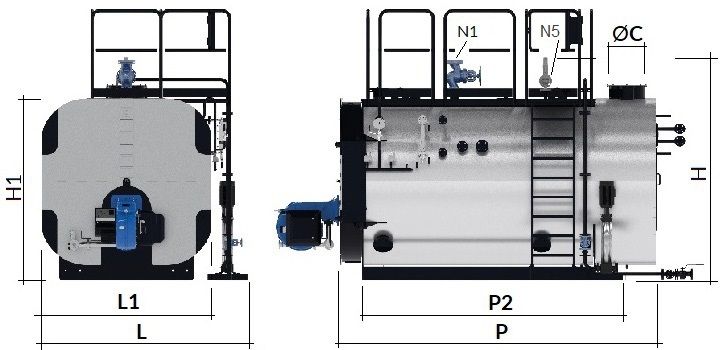 Trevapor 12 bar - générateur de vapeur - ici caldaie - à 3 parcours de fumée_1