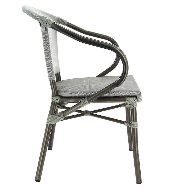 Fauteuil empilable d'extérieur en aluminium et textylène Biarritz coloris gris_1