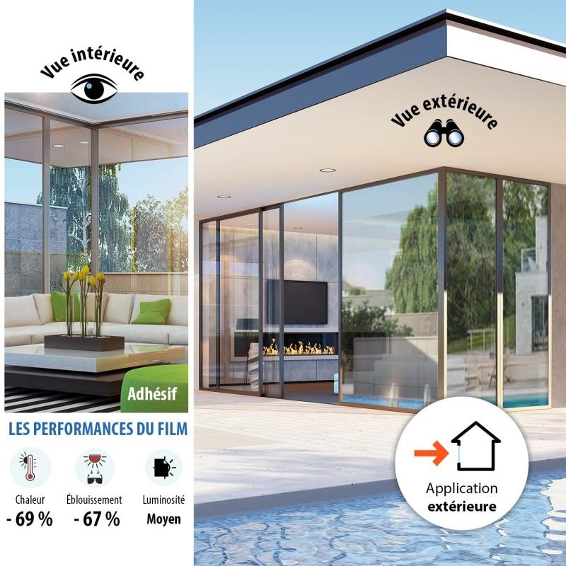 Film solaire pour double vitrage SOL69-AXAL - anti chaleur avec rejet solaire 69% et effet miroir_1