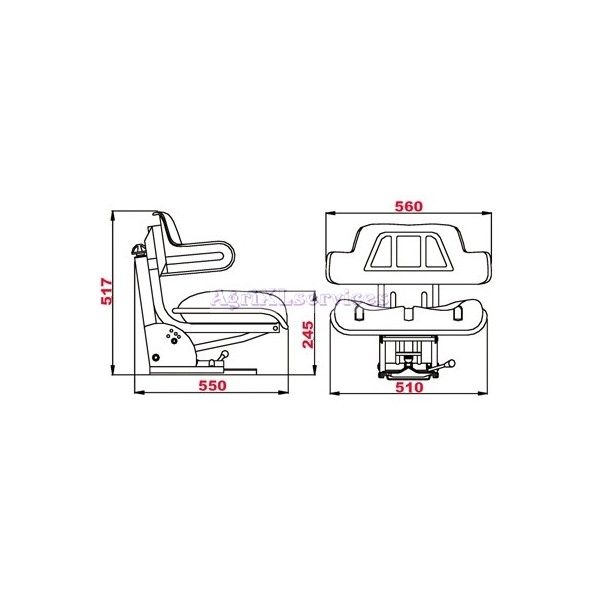 Siège adaptable avec accoudoir - universel pour tracteur agricole - suspension mécanique 120 kg_1