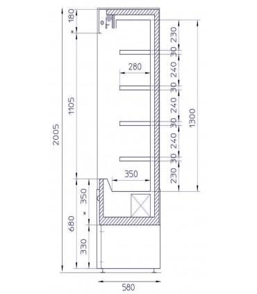 Vitrine verticale positive sans porte,idéal pour chr, traiteurs, boulangeries, pâtisseries et chocolateries -atlas 600 slim standard ou inox iarp_1