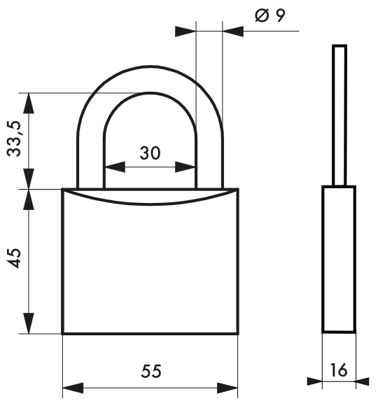 Cadenas à clé résistant - 55 mm - Corps laiton monobloc - Marque THIRARD_1