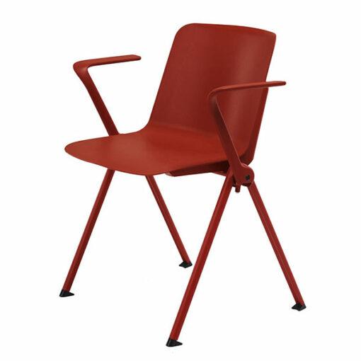 Chaise empilable visiteur 4 pieds avec accoudoirs MIA - neuf - coque polypropylène - piétement époxy grainé_1