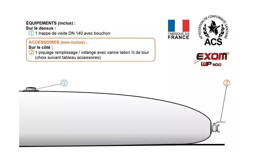 Citerne souple eau potable WP1100 - NEATFX - 100 m³ - Toile EXOM ACS - Polyester double face PVC_1