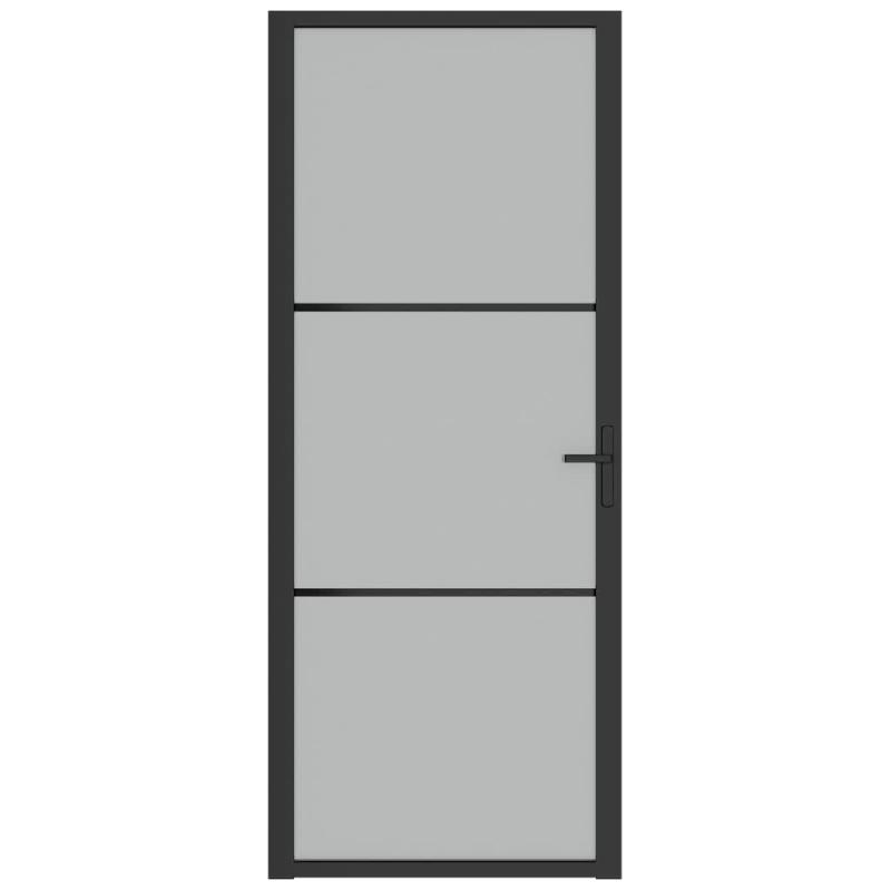 Vidaxl porte intérieure 83x201,5 cm noir verre mat et aluminium 350553_1
