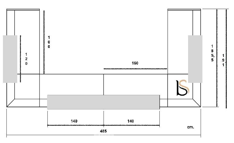 Banque d'accueil en U modèle Z2, différents coloris - Officity. - Blanc, Gris ombre, 485_2