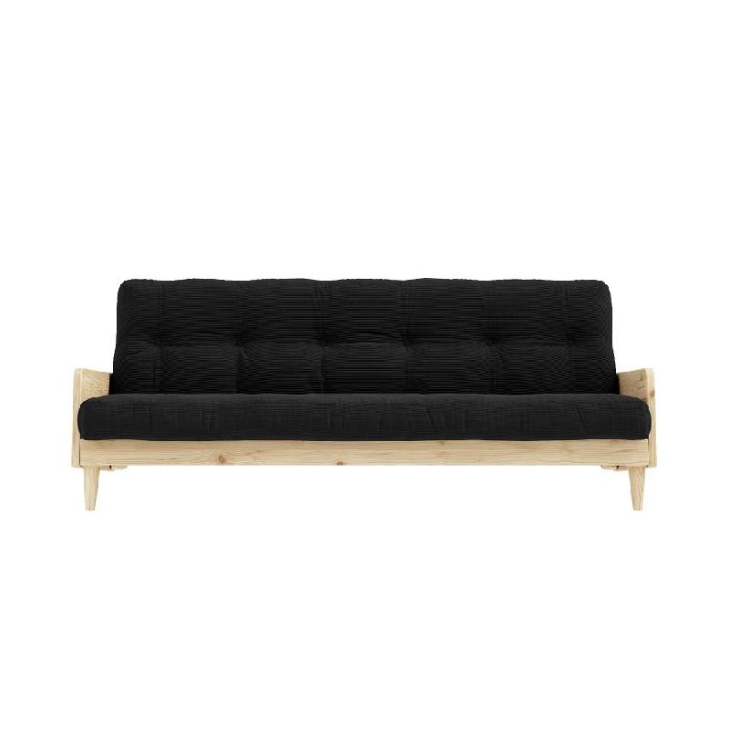 Canapé 3 places convertible Indie - Style scandinave - Futon charbon - Couchage 130x190 cm - Marque Karup_1