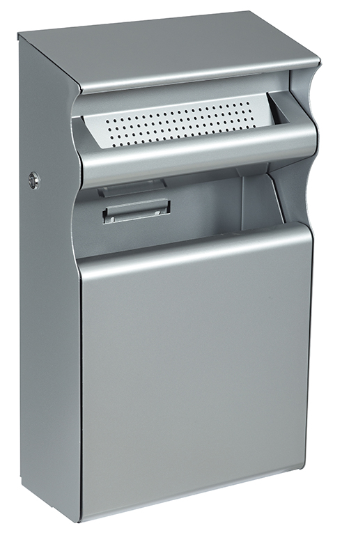 Cendrier corbeille mural - 2L/15L - Kopa en acier poudré anti-UV avec serrure à clé triangulaire_1