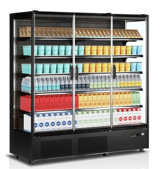 Vitrine réfrigérée PC1870B - 3 portes vitrées, noir, 4,13 m², refroidissement ventilé, garantie 2 ans_1