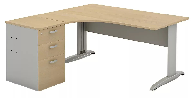 Bureau d'angle compact piètement métal avec caisson hauteur bureau So Aitana_1