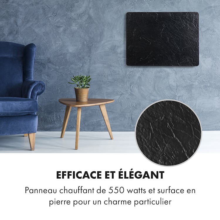 Chauffage infrarouge à longues ondes 550W - Wonderwall Earth - Efficace jusqu'à 11m², design en pierre élégante_1