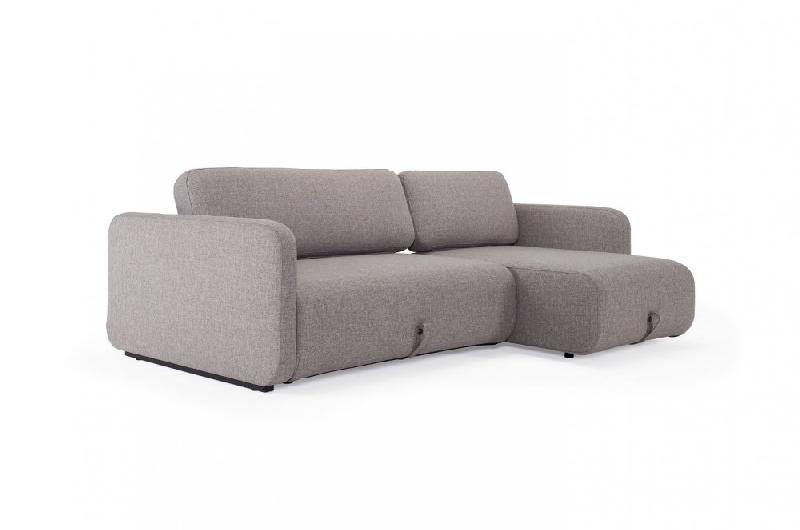 Innovation Living - Canapé convertible design Vogan tissu Mixed Dance Grey - lit 120x200 cm et méridienne_1