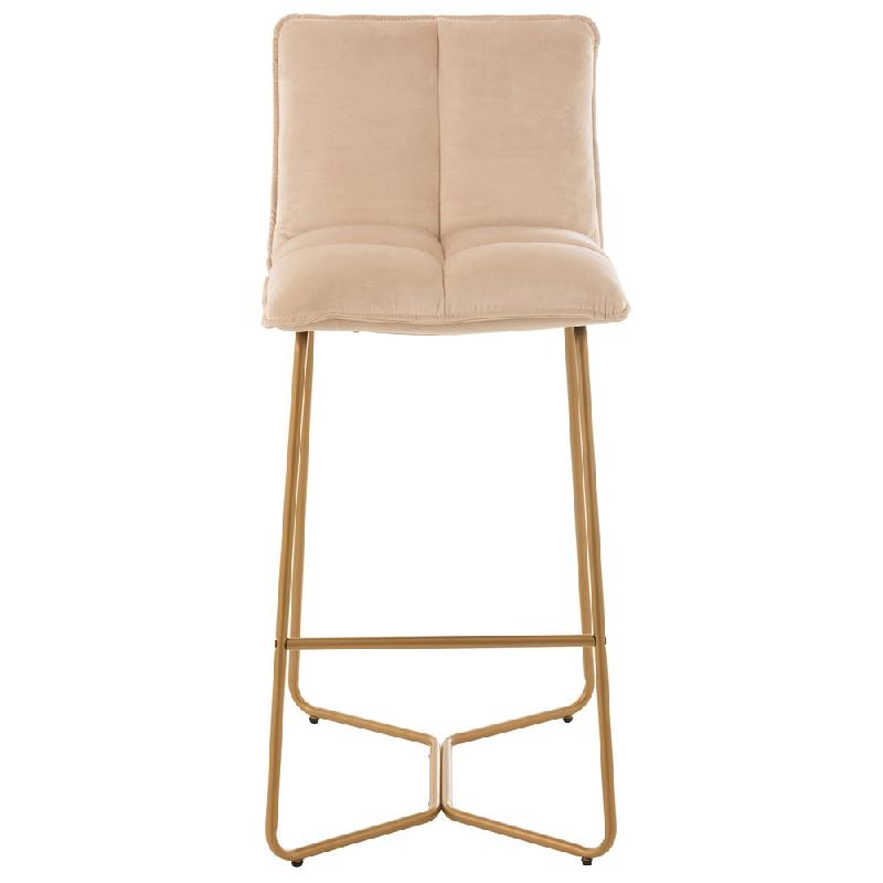 Chaise de bar RATRI - Velours beige, pieds métal couleur laiton - Design en vogue et confortable_1