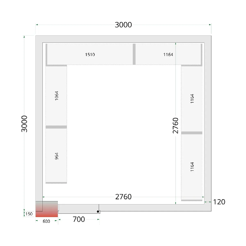 Chambre froide négative CRNF3030 Blanc 3000 x 3000 x 2200 mm TEFCOLD_1