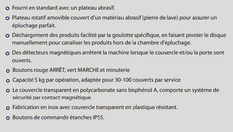 Éplucheuse professionnelle 5 kg - plateau abrasif - Dito Sama DT5S - rendement 80 kg/h_1