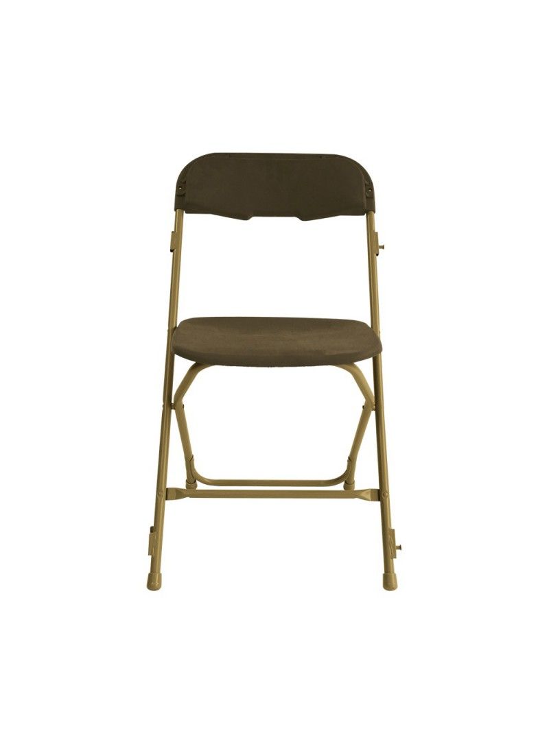 Lucy M2 - Chaise pliante attachable en plastique - Vif Furniture - Structure acier bronze et dossier polypropylène chocolat - Classement feu M2_1