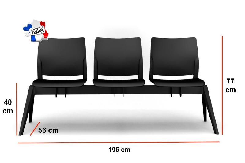 Poutre d'accueil en polypropylène Adela - Sokoa - 3 places_1