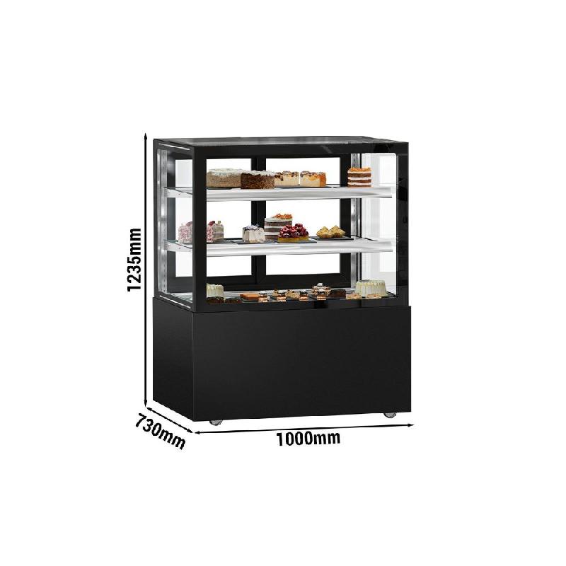 Vitrine réfrigérée pour pâtisserie MADRID - 1000 mm - 2 étagères - Noir_1