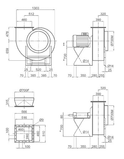 VSM 70 - Ventilateur centrifuge industriel Plastifer - 222 kg - Moyenne pression, volute et turbine polypropylène UV_1