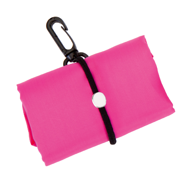 Sac shopping pliable - Polyester 190T avec mousqueton plastique - Couleur fuchsia_1