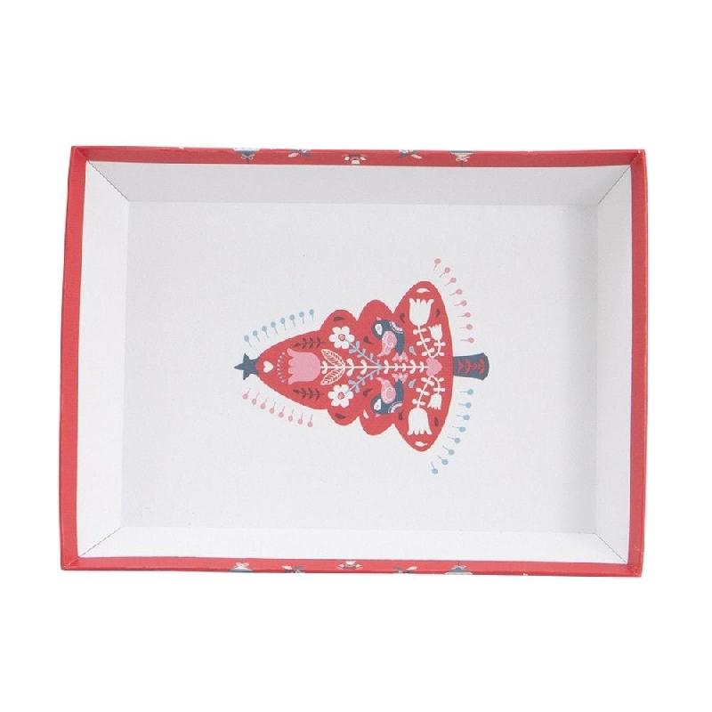 Corbeille carton kraft Scandinave rouge 27x20x5cm_1
