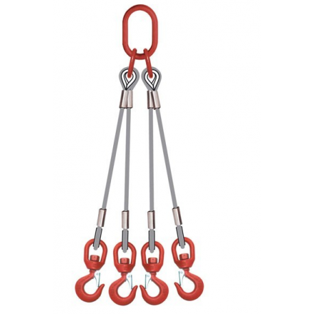 Elingue cable 4 brins avec 4 crochets à touret Référence 4747C_1