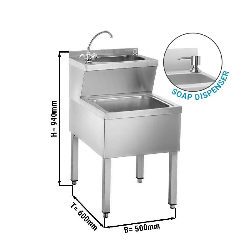Lave-mains et évier avec distributeur de savon | P 600 mm_1