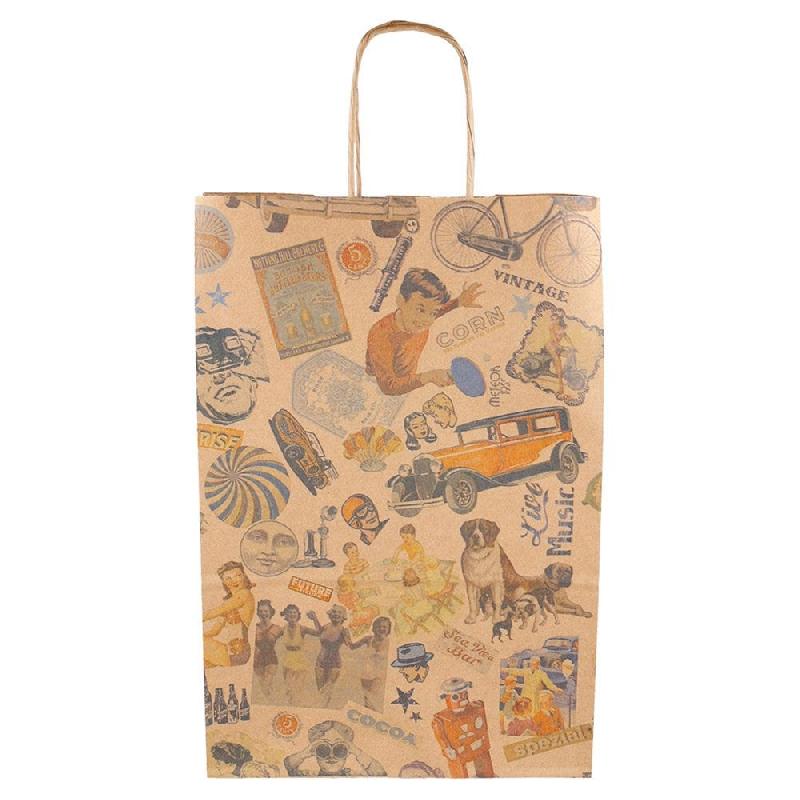 Sac kraft traiteur poignées torsadées VIntage 20+10x29cm - par 250_1