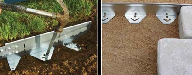 Bordures à gazon galvanisées planes avec pieux - acier galvanisé - lot de 10 bordures de 1,90 m - Fabrication Française_1