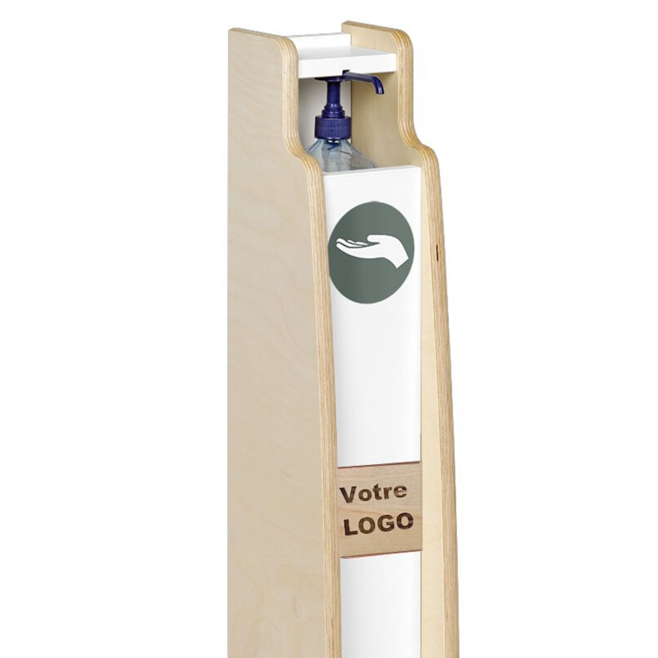 L'hydro blanche personnalisée - Borne avec pédale mécanique - Distributeur de gel hydroalcoolique 500 ml - Dimensions : H 106 cm, P 17 cm, L 12 cm_1