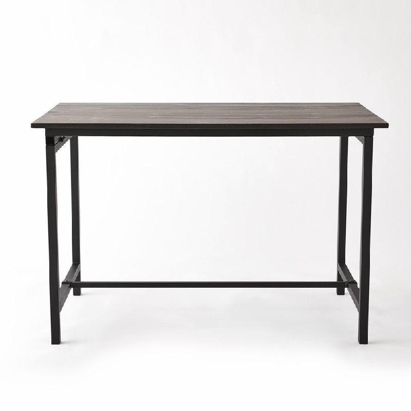 Table industrielle L119xP70xH75cm bois noir_1