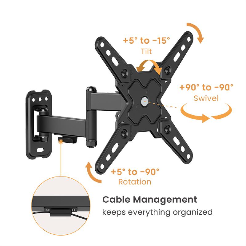 VALUE Bras TV mural, 3 axes, 13-43 pouces, jusqu'à 20 kg_1