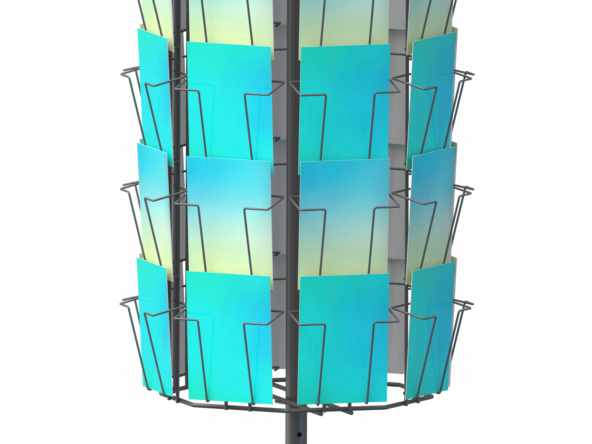 Présentoir mobile tournant - 64 cases en métal - 8 faces pour cartes postales (13-18V)_1