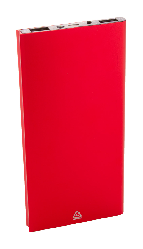 Power Bank USB - Boîtier en aluminium recyclé - Chargeur solaire intégré - Batterie 4000 mAh - Rouge_1