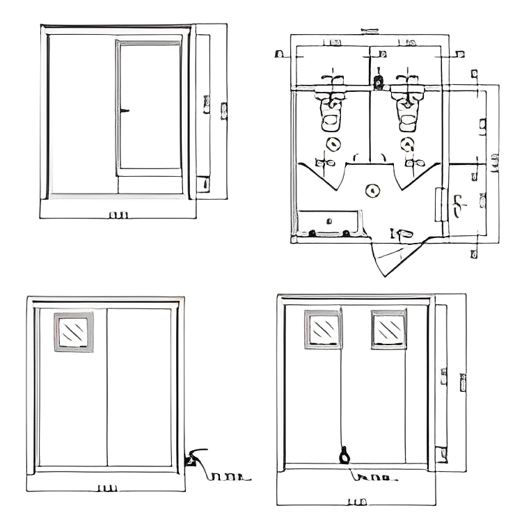 Cabine sanitaire avec panneaux sandwich isolants de 50mm