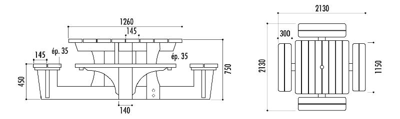 Table pique nique Essen en Pin du Nord traité autoclave classe IV_1