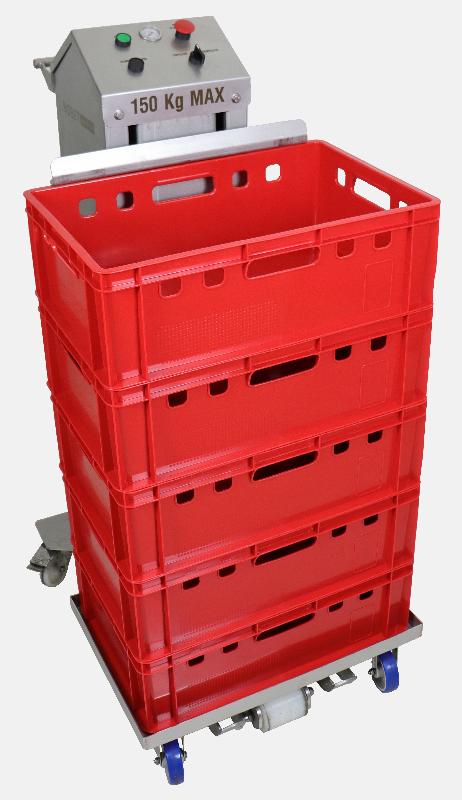 Empileur désempileur pneumatique - Bobet Matériel - Capacité 150 kg - Acier inoxydable 304L_1