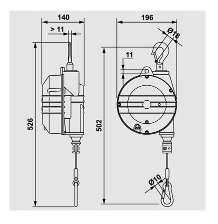 Équilibreur enrouleur ATEX 9354AX-9359AX - câble inox - capacité 4 à 25 kg - course 2000 mm_1