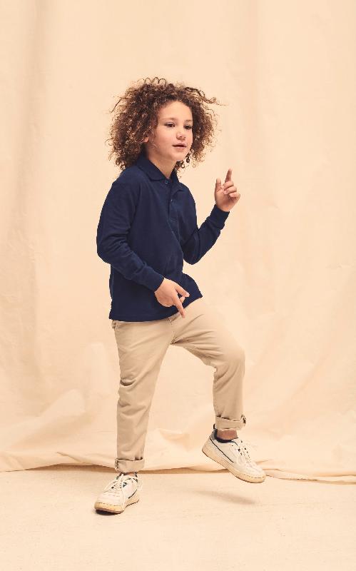 Polo enfant manches longues 65/35 - Maille piquée - Réf: SC63201 - Marque Fruit of the Loom_1